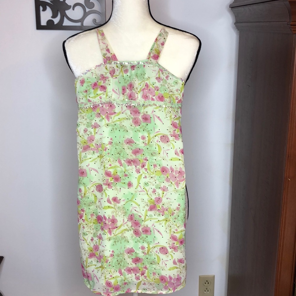 Zoey Girl Floral Print Dress Lime Green Size 5